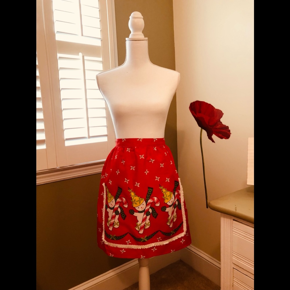 Vintage Christmas waist tie Apron